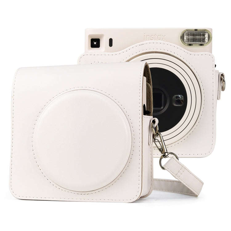 Full Body PU Leather Case Camera  Bag with Strap for FUJIFILM instax Square SQ1 (White)