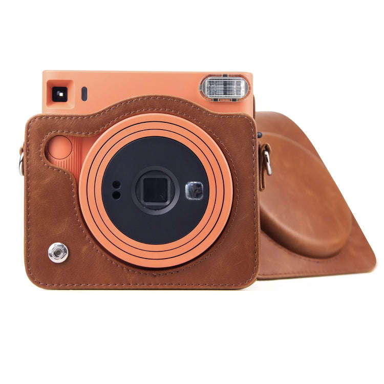 Full Body PU Leather Case Camera  Bag with Strap for FUJIFILM instax Square SQ1 (Brown)