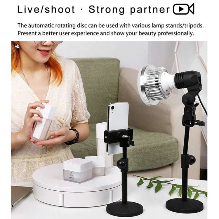 22cm Electric Rotating Display Stand Video Shooting Props Turntable, Load: 50kg, EU Plug (White)