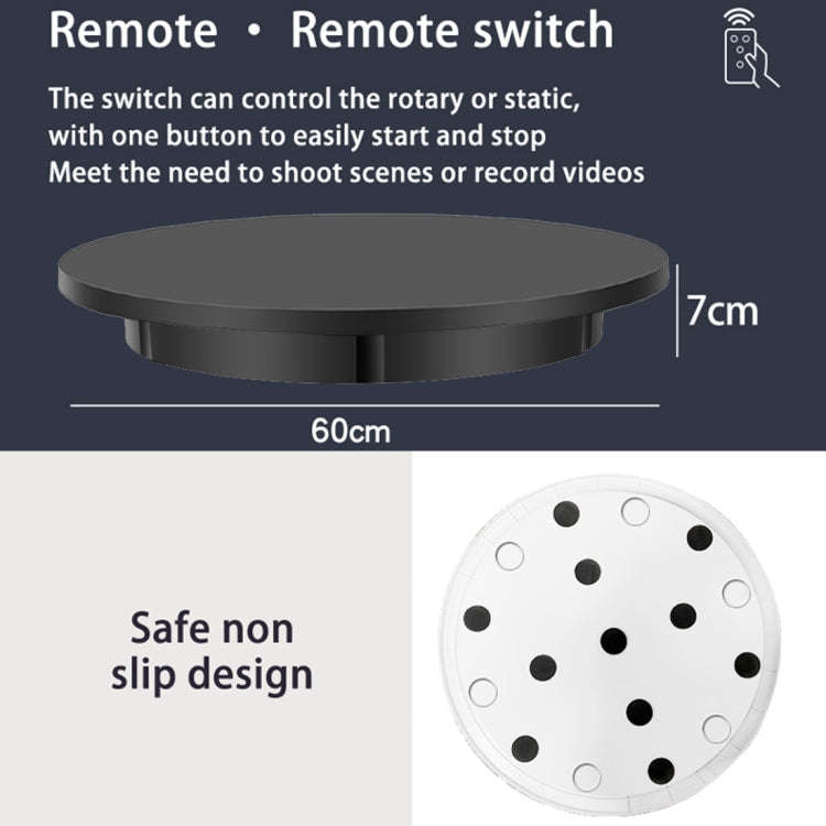 60cm Electric Rotating Display Stand Props Turntable, Load: 100kg, Plug-in Power, EU Plug(Black)