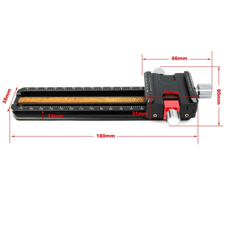 FITTEST 180mm Precision Aluminium 2-way Macro Rail Slider Tripod Head Quick Release Plate Holder