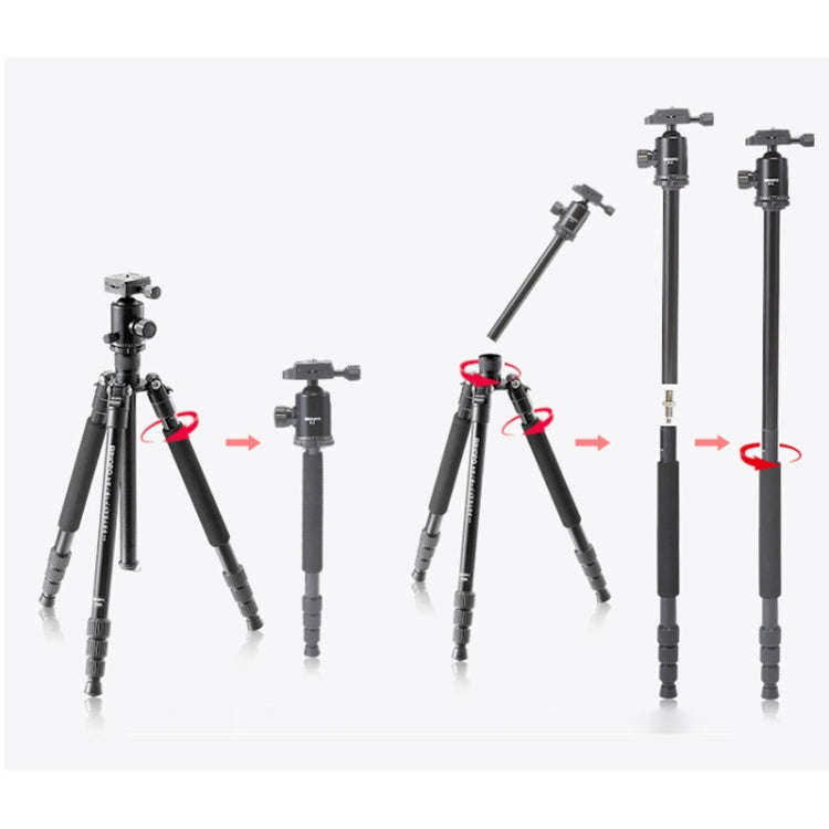 TRIOPO T258 Aluminum Alloy Tripod Monopod with D2 Ball Head (Black)