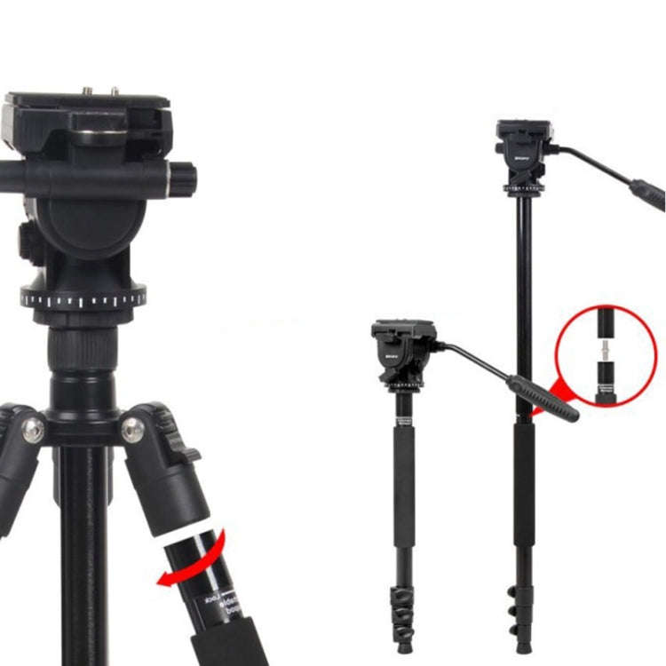 TRIOPO K2808 Aluminum Tripod Mount with HY-350 Heavy Duty Damping Head (Black)