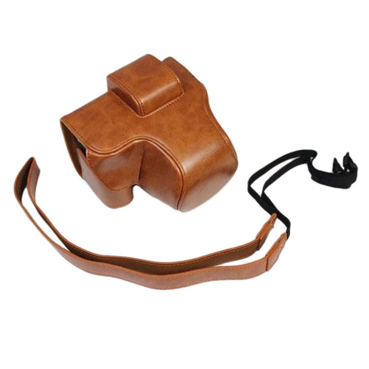 PU Leather Camera Full Body Case Bag with Strap for FUJIFILM X-S10 (15-55mm Lens) (Brown)