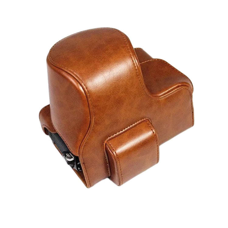 PU Leather Camera Full Body Case Bag with Strap for FUJIFILM X-S10 (15-55mm Lens) (Brown)