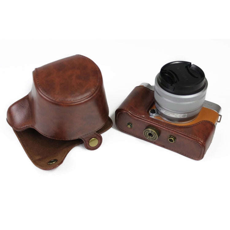 PU Leather Camera Full Body Case Bag with Strap for FUJIFILM X-A7 / X-A20 (15-55mm Lens) (Coffee)
