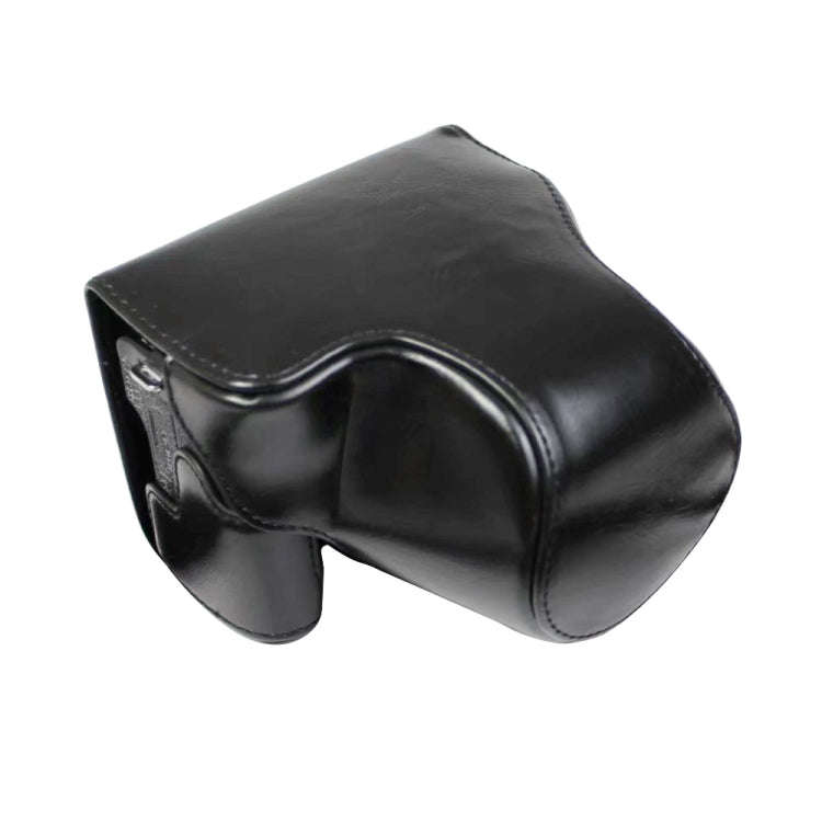 Full Body Camera PU Leather Case Bag with Strap for Canon EOS M6 Mark II (15-55mm Lens) (Black)