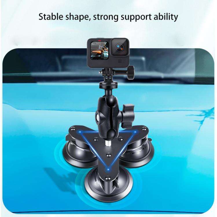 Dual Suction Cup Mount Holder with Tripod Adapter & Screw & Phone Clamp & Anti-lost Silicone Net ...
