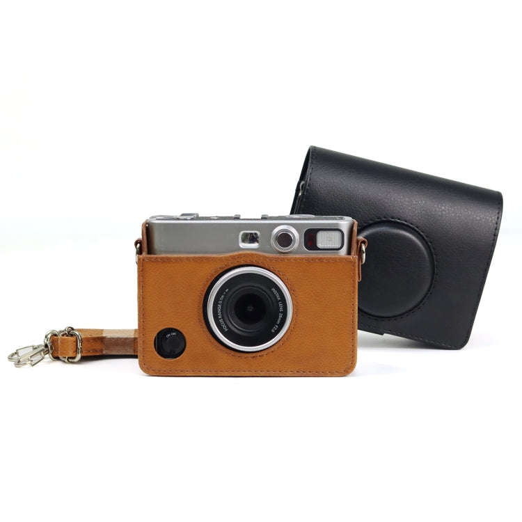 Retro Full Body Camera PU Leather Case Bag with Strap for FUJIFILM instax mini Evo(Brown)