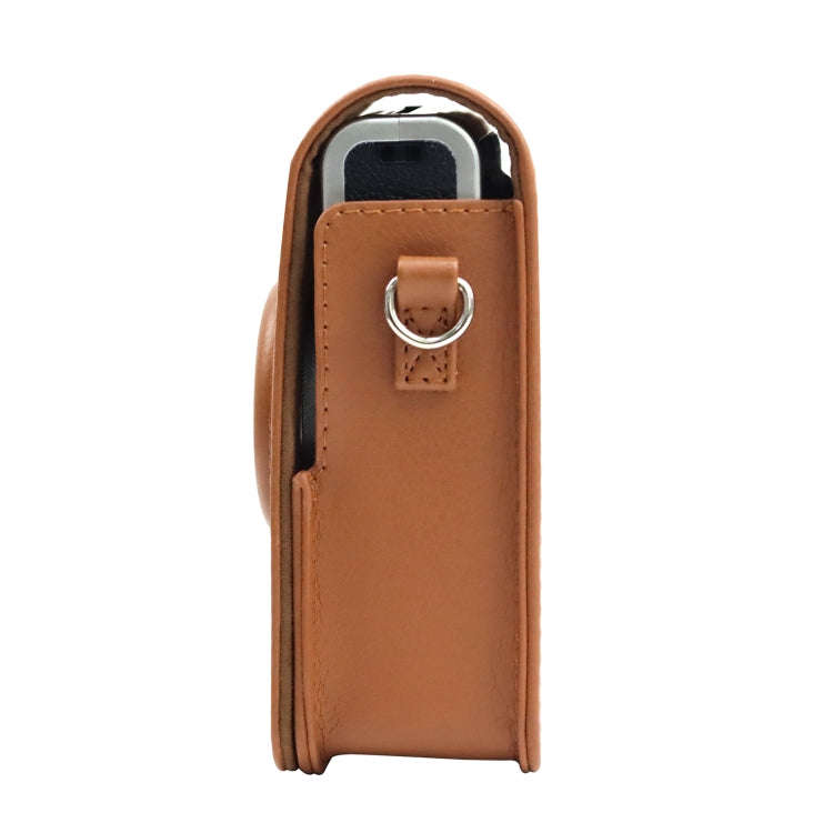 Vertical Full Body Camera PU Leather Case Bag with Strap for FUJIFILM instax mini Evo (Brown)