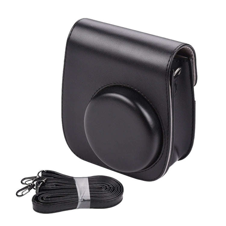 Solid Color Full Body Camera Leather Case Bag with Strap for FUJIFILM Instax mini 11 (Black)