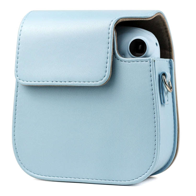 Solid Color Full Body Camera Leather Case Bag with Strap for FUJIFILM Instax mini 11 (Blue)