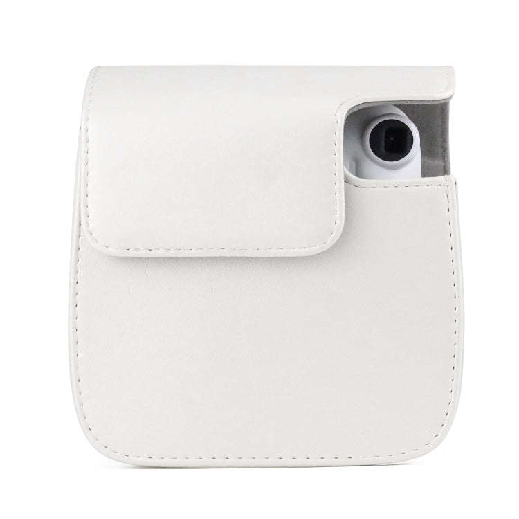 Solid Color Full Body Camera Leather Case Bag with Strap for FUJIFILM Instax mini 11 (White)