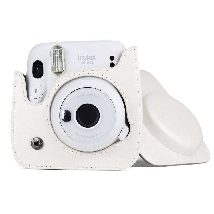 Solid Color Full Body Camera Leather Case Bag with Strap for FUJIFILM Instax mini 11 (White)