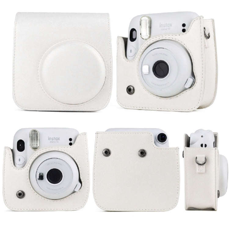 Solid Color Full Body Camera Leather Case Bag with Strap for FUJIFILM Instax mini 11 (Blue)