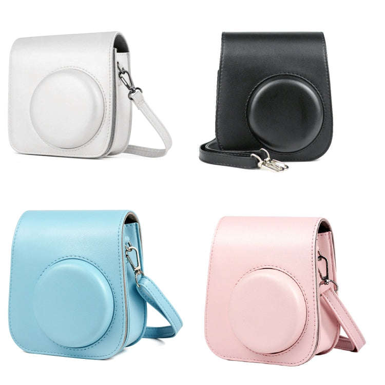 Solid Color Full Body Camera Leather Case Bag with Strap for FUJIFILM Instax mini 11 (Blue)