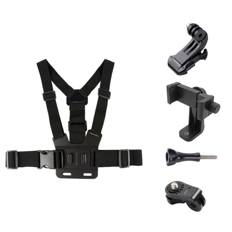 Adjustable Body Mount Belt Chest Strap with Phone Clamp & S-type Adapter & J Hook Mount & Long Sc...