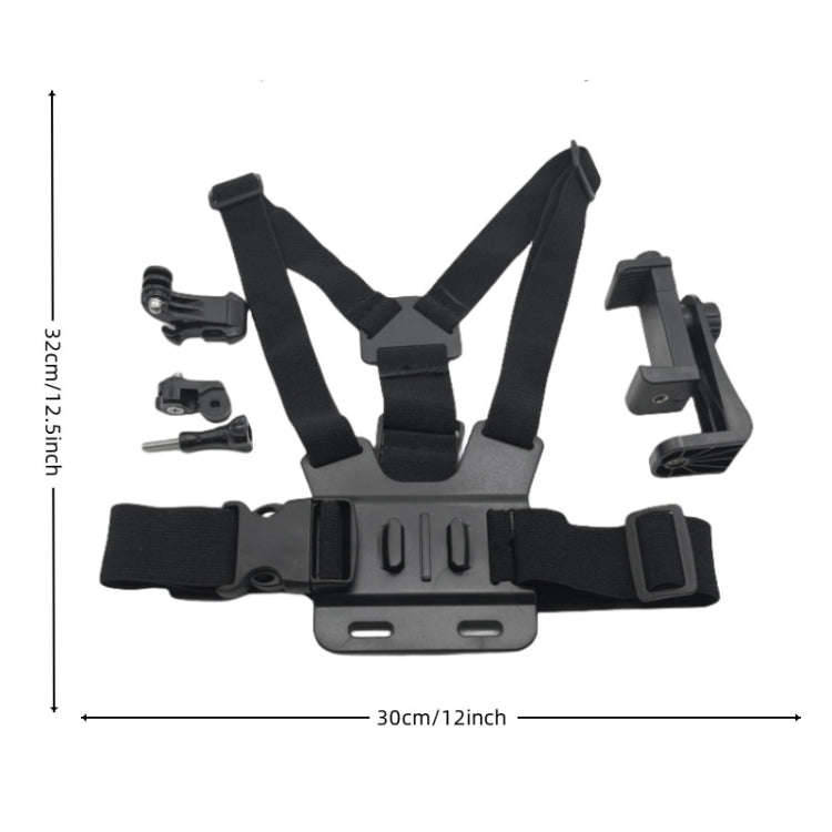 Adjustable Body Mount Belt Chest Strap with Phone Clamp & S-type Adapter & J Hook Mount & Long Sc...