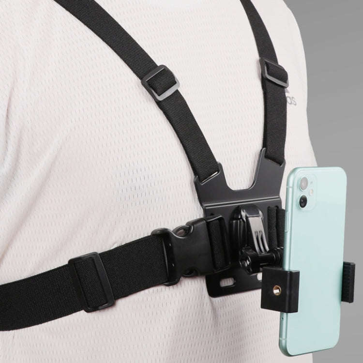 Adjustable Body Mount Belt Chest Strap with Phone Clamp & S-type Adapter & J Hook Mount & Long Sc...