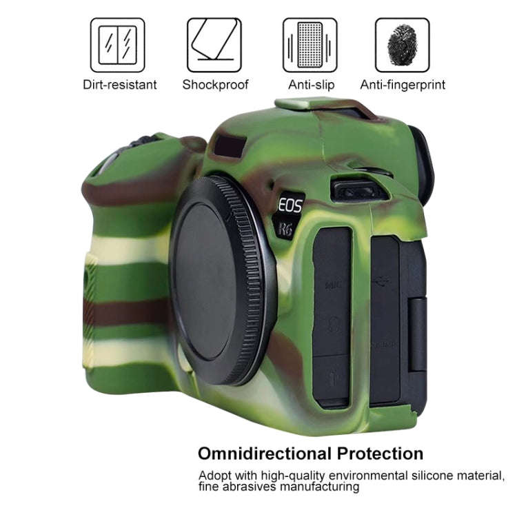 For Canon EOS R6 Litchi Texure Soft Silicone Case(Camouflage)