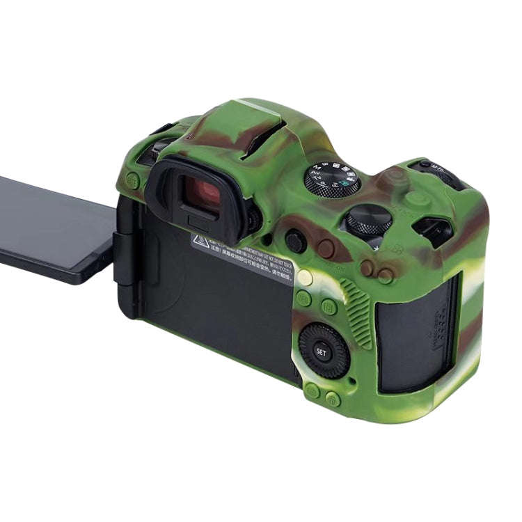 For Canon EOS R6 Litchi Texure Soft Silicone Case(Camouflage)