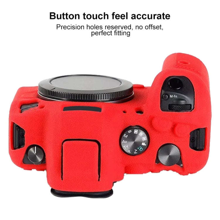 For Canon EOS R6 Litchi Texure Soft Silicone Case(Red)