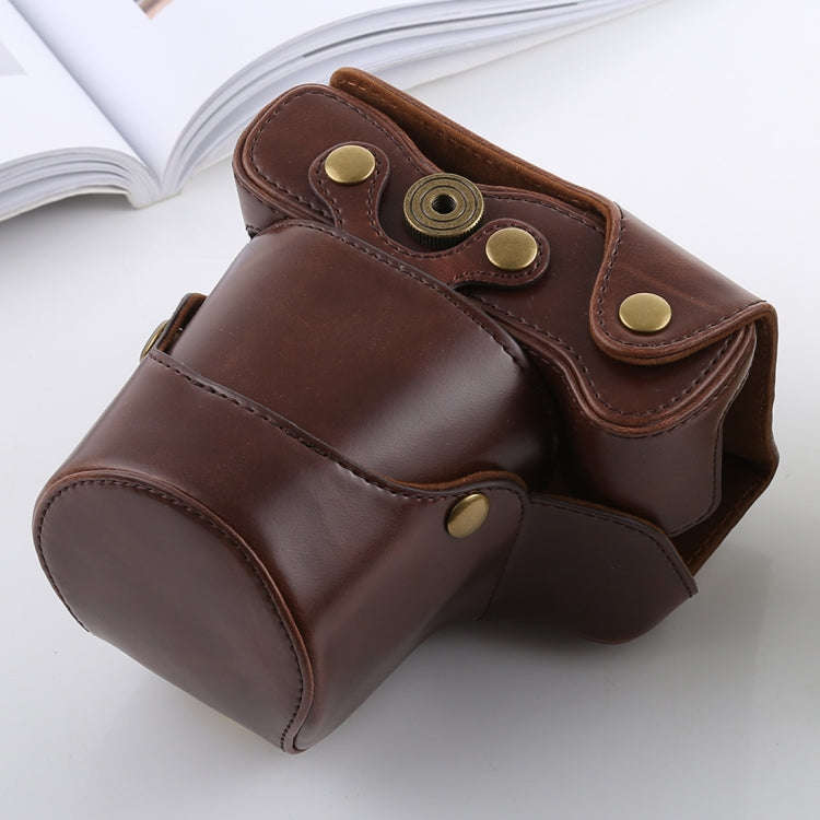 Full Body Camera PU Leather Case Bag with Strap for FUJIFILM X-T3(Coffee)