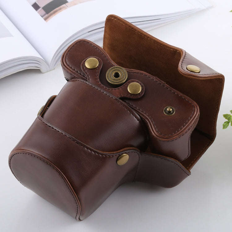 Full Body Camera PU Leather Case Bag with Strap for FUJIFILM X-T3(Coffee)