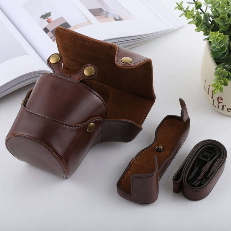 Full Body Camera PU Leather Case Bag with Strap for FUJIFILM X-T3(Coffee)