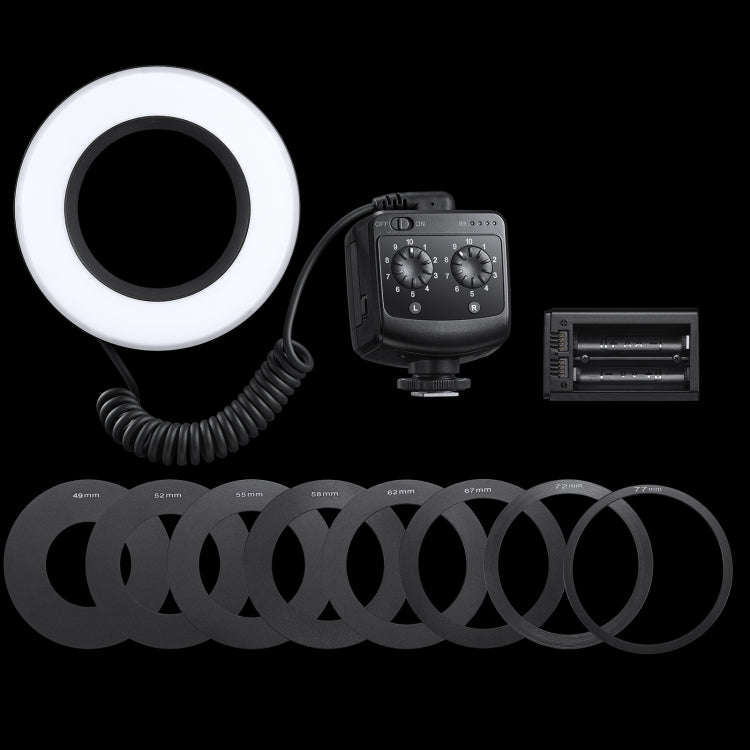 Godox Ring72 Macro Ring 48 LED Flash Light with 8 Different Size Adapter Rings(Black)