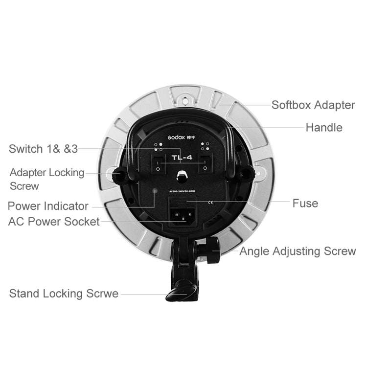 Godox TL-4 4 in 1 E27 Socket Tricolor Bulb Light Lamp Head Mount(US Plug)