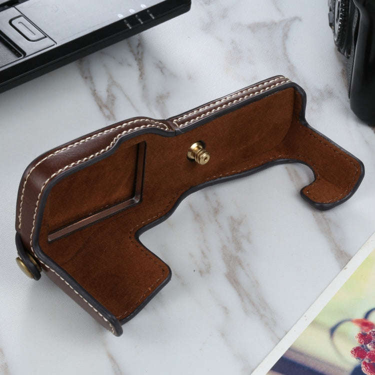 1/4 inch Thread PU Leather Camera Half Case Base for FUJIFILM X-T3/X-T2(Coffee)