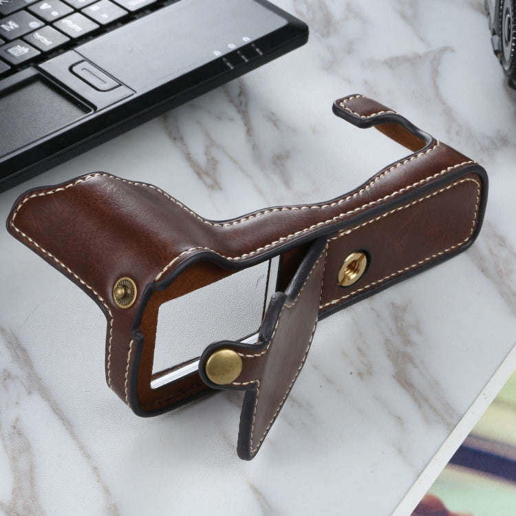 1/4 inch Thread PU Leather Camera Half Case Base for FUJIFILM X-T3/X-T2(Coffee)