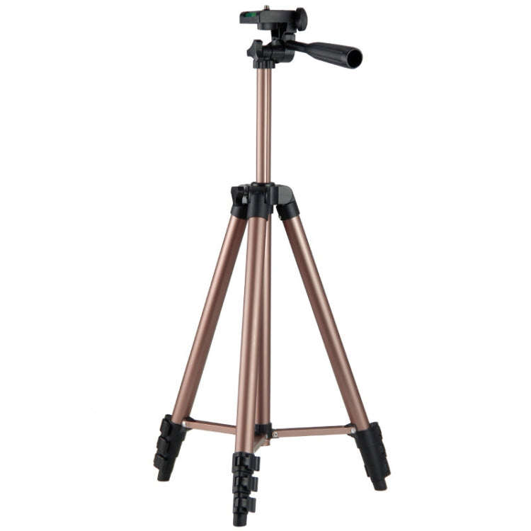 130cm 4-Section Folding Aluminum Alloy Tripod Mount with Three-Dimensional Head(Champagne Gold)