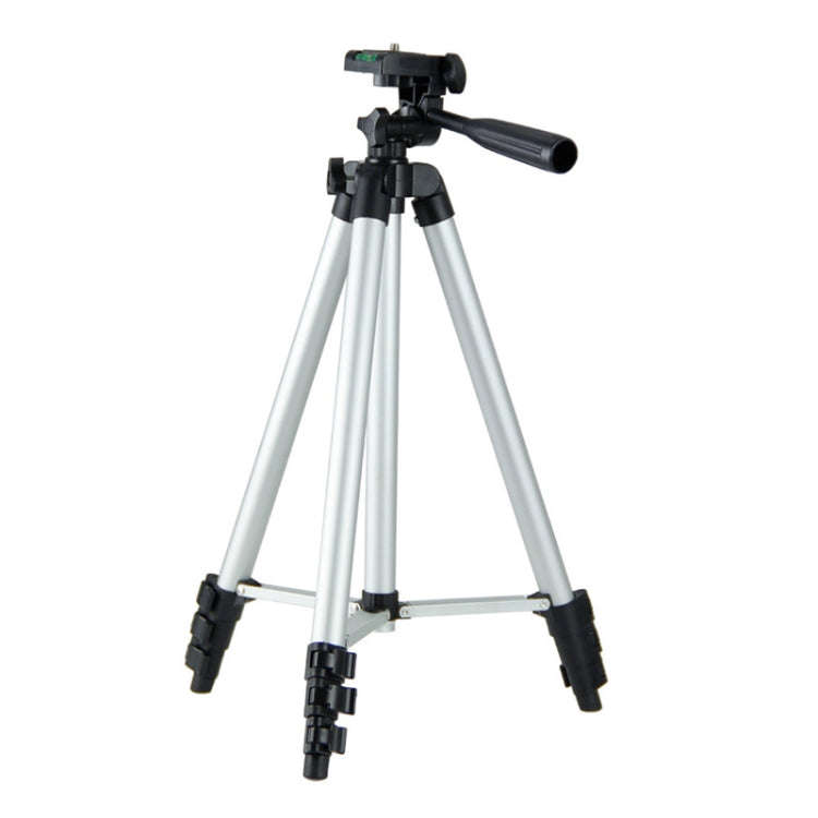 130cm 4-Section Folding Aluminum Alloy Tripod Mount with Three-Dimensional Head(Silver)