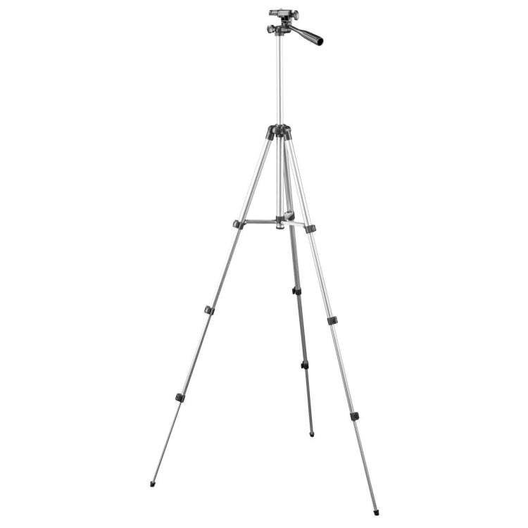 130cm 4-Section Folding Aluminum Alloy Tripod Mount with Three-Dimensional Head(Silver)