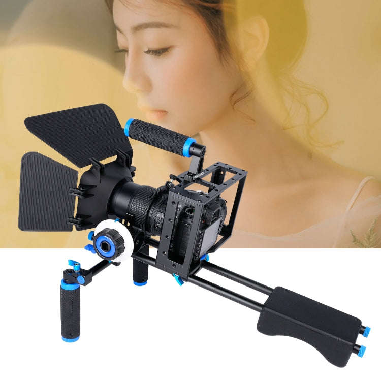 YELANGU D222 Dual Handles Camera Shoulder Mount + Camera Cage Stabilizer Kit with Matte Box + Fol...