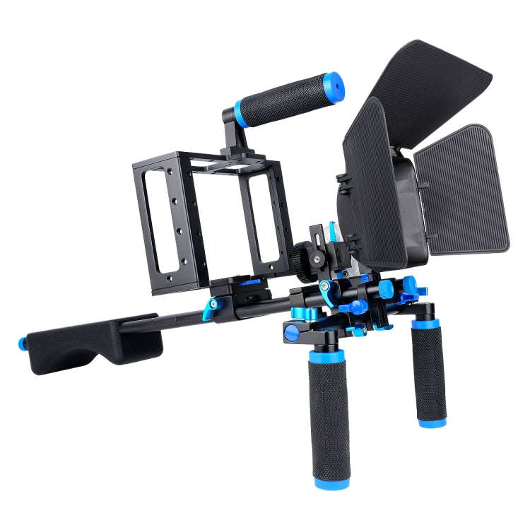 YELANGU D222 Dual Handles Camera Shoulder Mount + Camera Cage Stabilizer Kit with Matte Box + Fol...