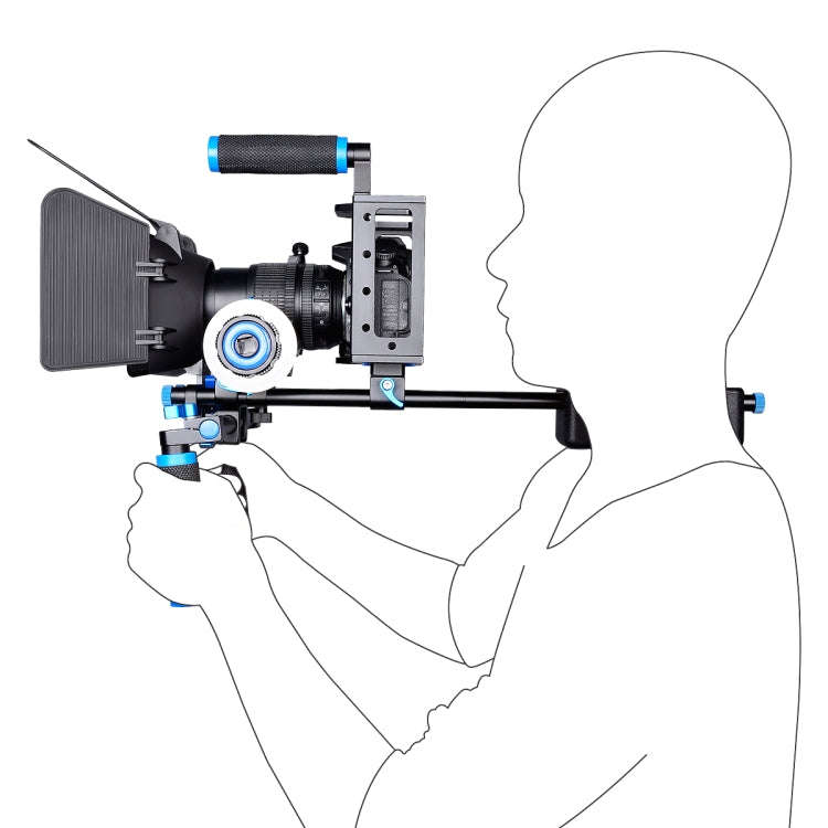YELANGU D222 Dual Handles Camera Shoulder Mount + Camera Cage Stabilizer Kit with Matte Box + Fol...