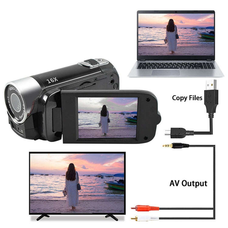 16X Digital Zoom HD 16 Million Pixel Home Travel DV Camera, EU Plug(Black)
