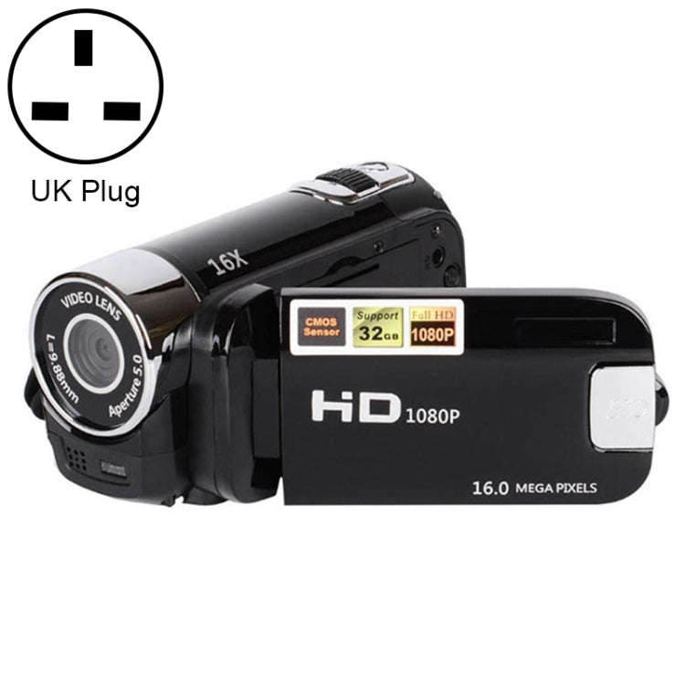 16X Digital Zoom HD 16 Million Pixel Home Travel DV Camera, UK Plug (Black)