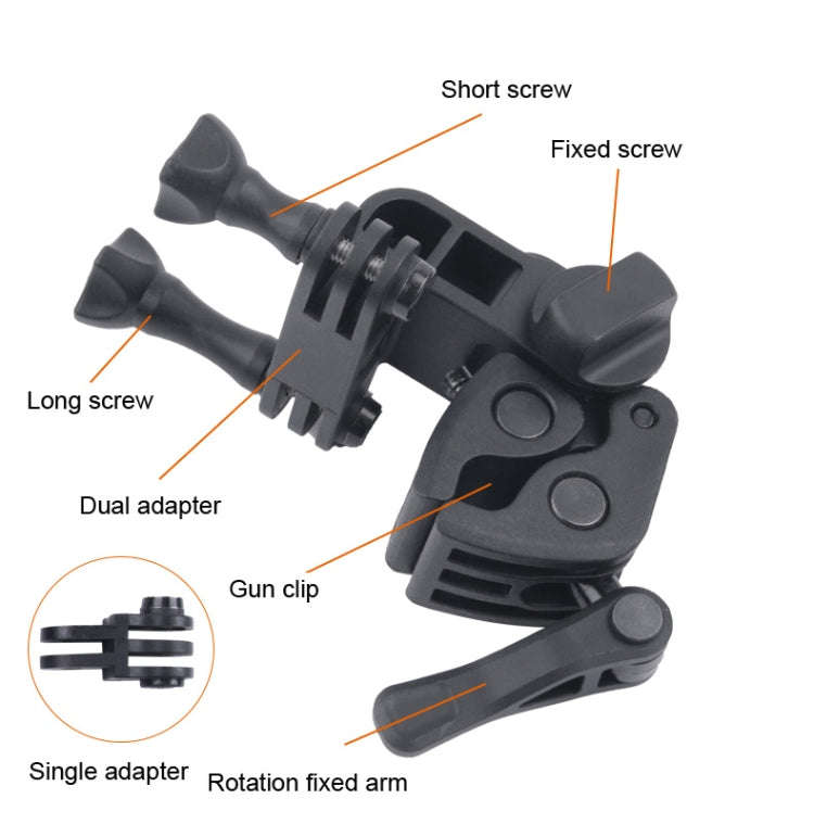 Clamp Mount Connecting Adapter Kit with Waterproof Back Cover for GoPro HERO6 /5(Black)