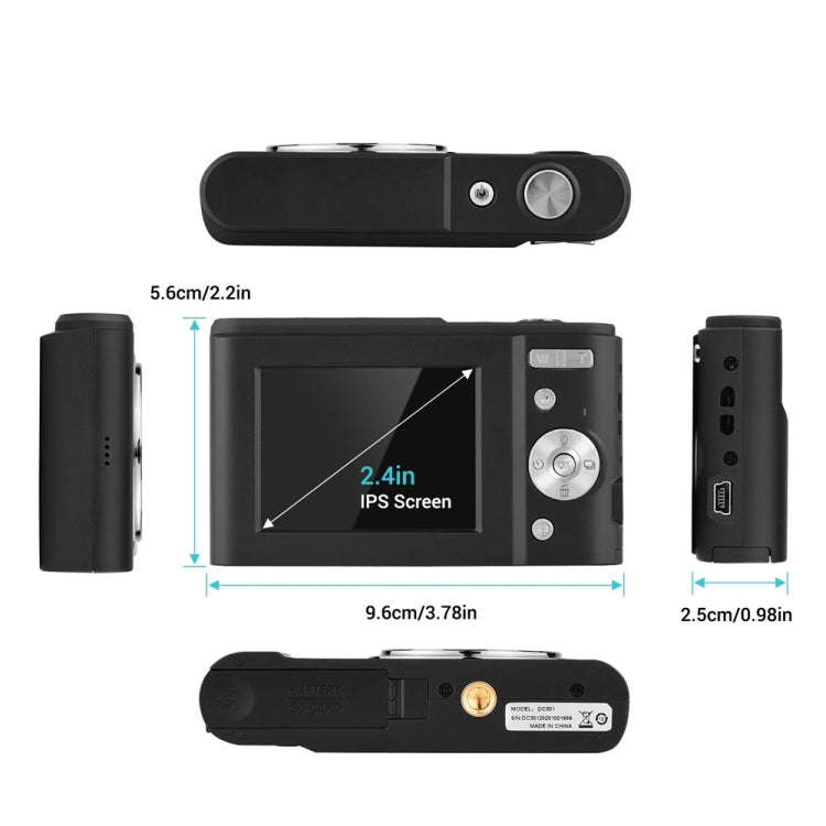 DC311 2.4 inch 36MP 16X Zoom 2.7K Full HD Digital Camera Children Card Camera, EU Plug(Black)