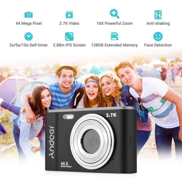 DC302 2.88 inch 44MP 16X Zoom 2.7K Full HD Digital Camera Children Card Camera, EU Plug (Pink)