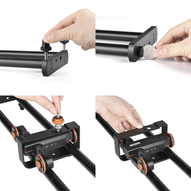 YELANGU L4X-BE YLG1817A 60cm Aluminum Alloy Splicing Slide Rail Track + 3-Wheel Video Pulley Roll...