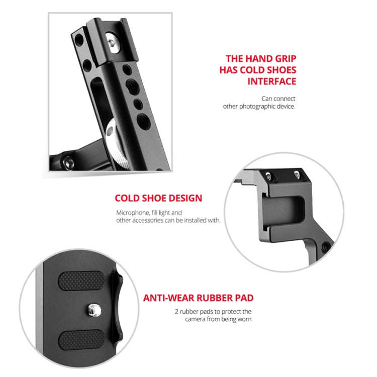 YELANGU C22 YLG0334B Video Camera Cage Stabilizer with Handle for Canon EOS R5/R6 (Black)