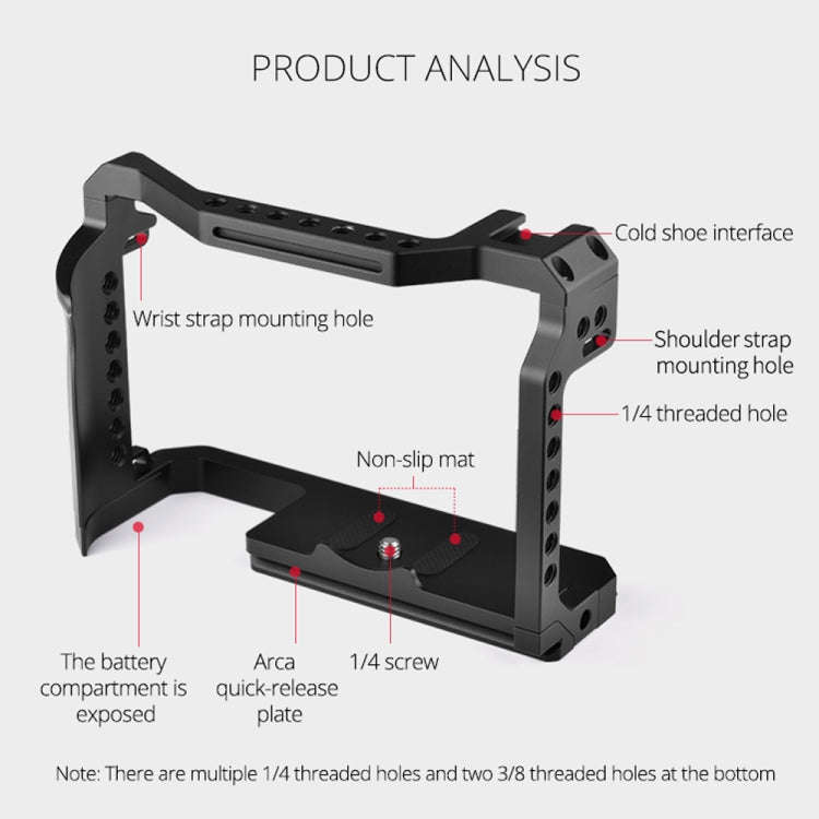 YELANGU C22 YLG0334B Video Camera Cage Stabilizer with Handle for Canon EOS R5/R6 (Black)