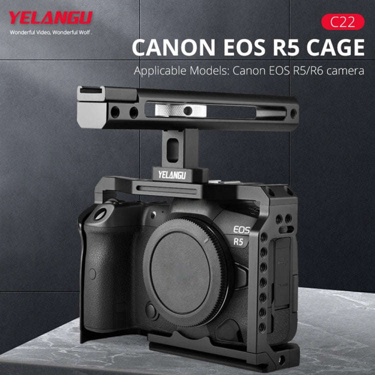YELANGU C22 YLG0334B Video Camera Cage Stabilizer with Handle for Canon EOS R5/R6 (Black)