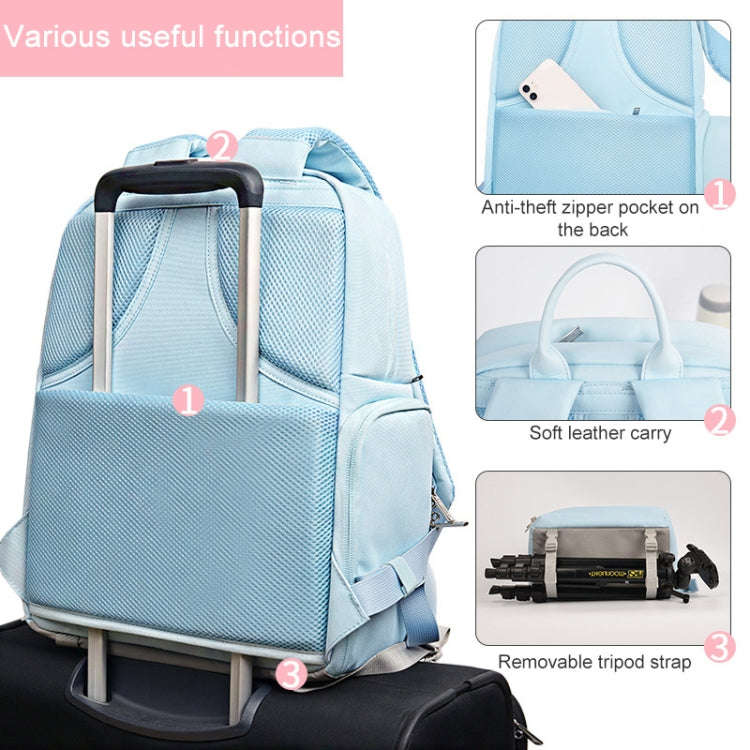 CADeN Camera Layered Laptop Backpacks Large Capacity Shockproof Bags, Size: 37 x 17 x 30cm (Pink)