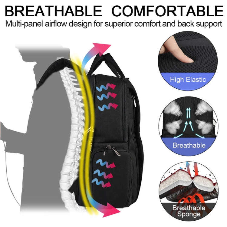 CADeN L5 III Multi-function Digital Camera Dual Shoulders Bag Backpack (Black)
